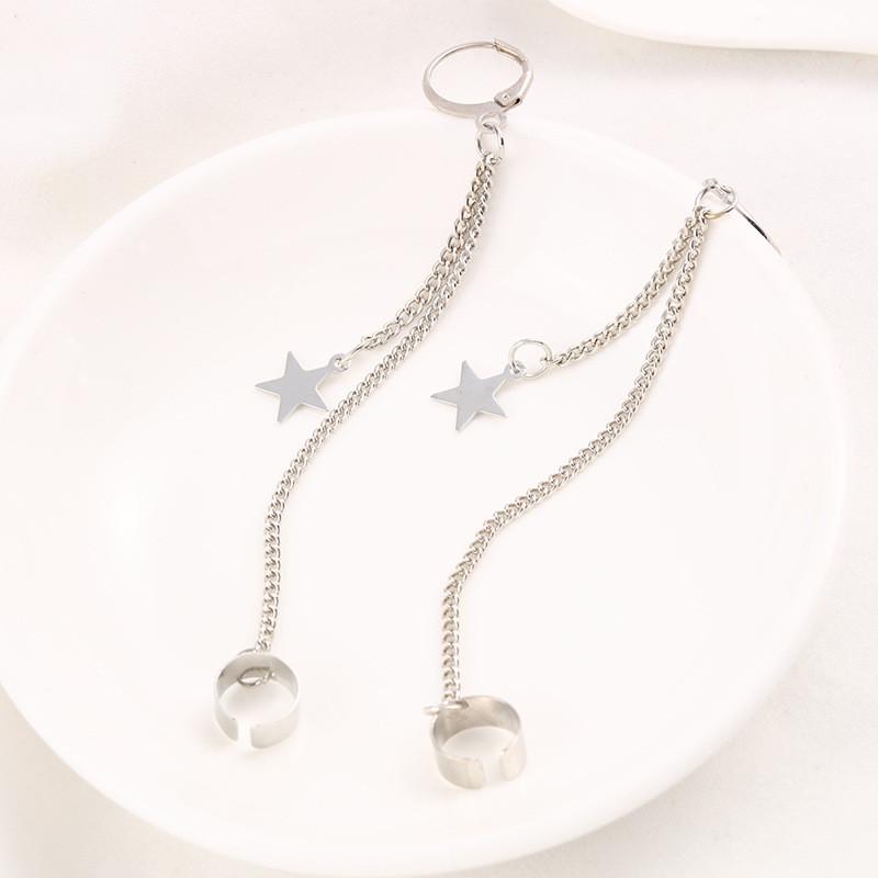 Đôi khuyên tai bông tai đuôi sao hai chỗ đeo thời trang