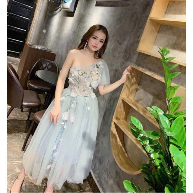 Đầm xoè lệch vai kết cánh HOA NỔI SIÊU XINH - MS95V- Size M/L đến 58kgMM MM