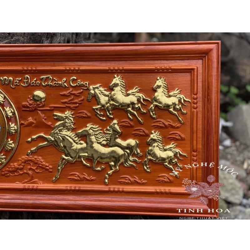 Tranh Đồng Hồ Mã Đáo Thành Công gỗ Hương kích thước 81 x 41 x 3cm