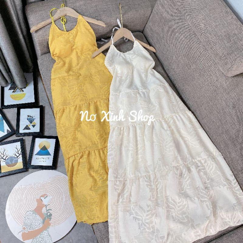 Váy Maxi Yếm Ren Hoa Nổi Cao Cấp