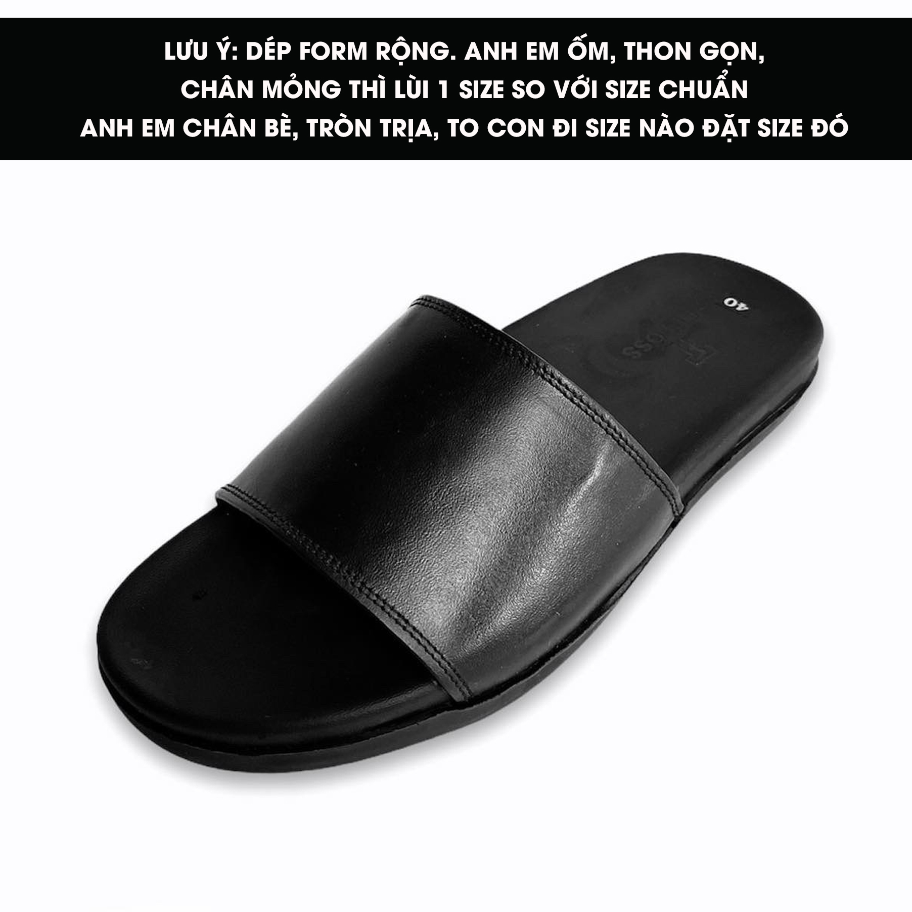 Dép nam da bò thật TEFOSS DT03 quai ngang trơn trẻ trung, năng động size 38-44