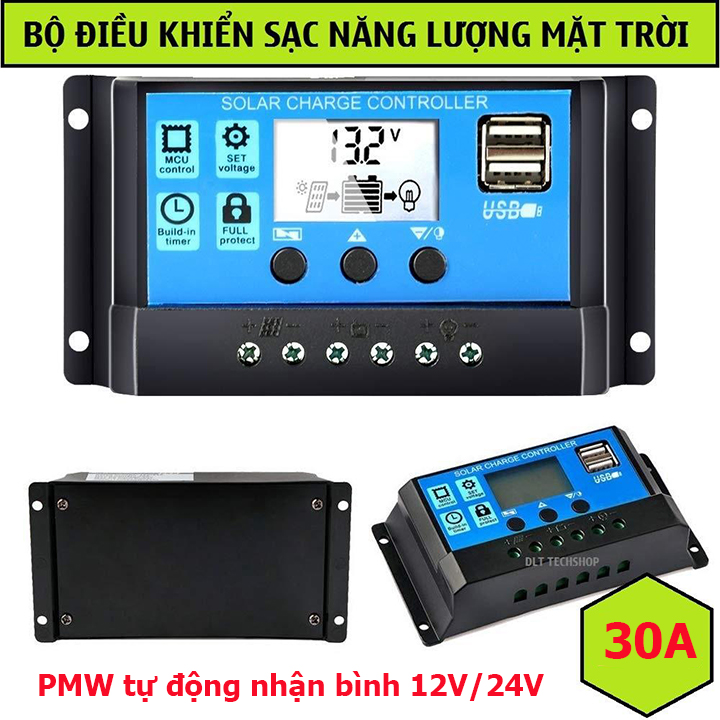 Bộ điều khiển sạc pin năng lượng mặt trời 30A 12V 24V