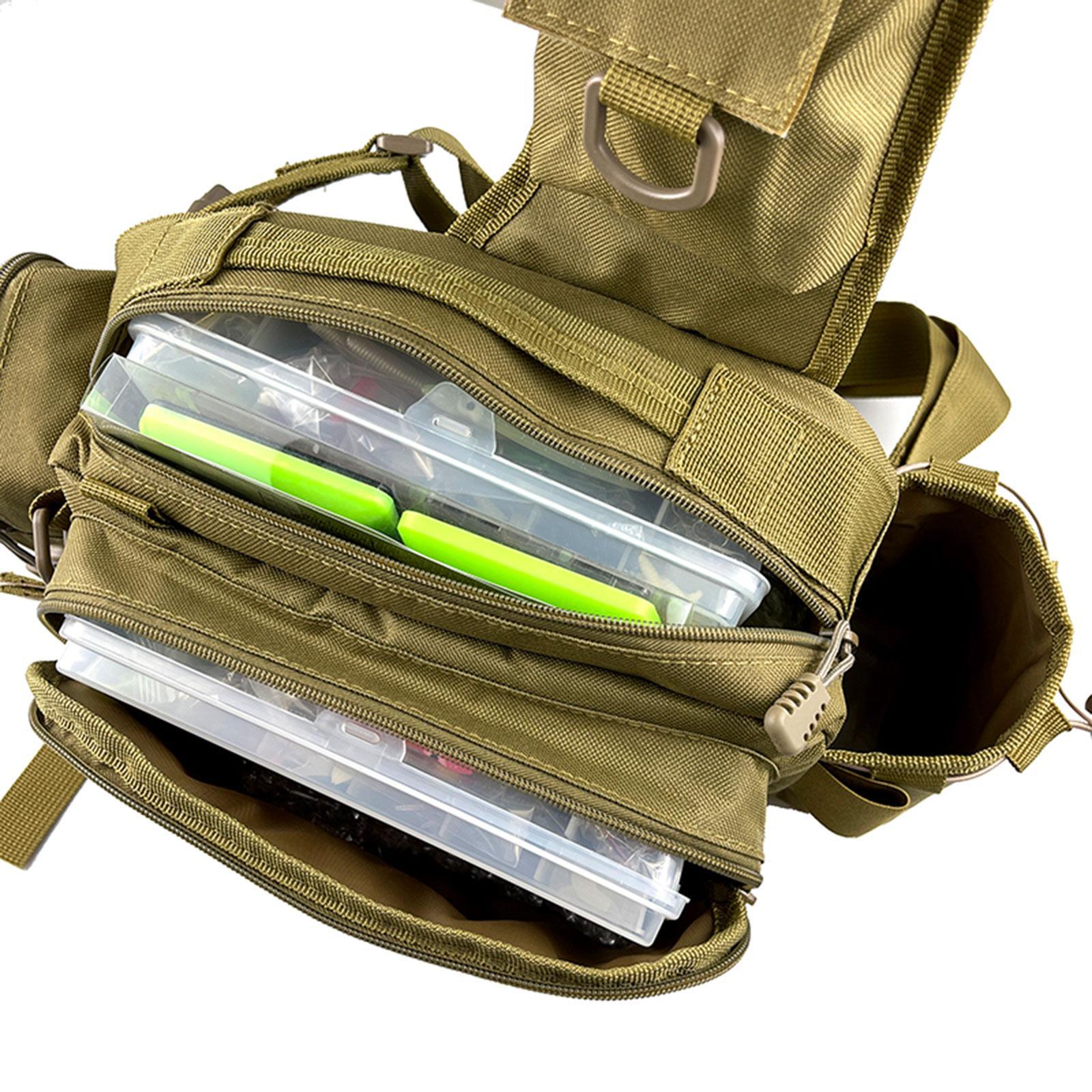 Fishing Tackle Storage Bag, Multifunctional Fishing Bag Rod Holder, Durable Shoulder Bag Waist Pack, Chest Pack for Fishing, Outdoor, Camping Men