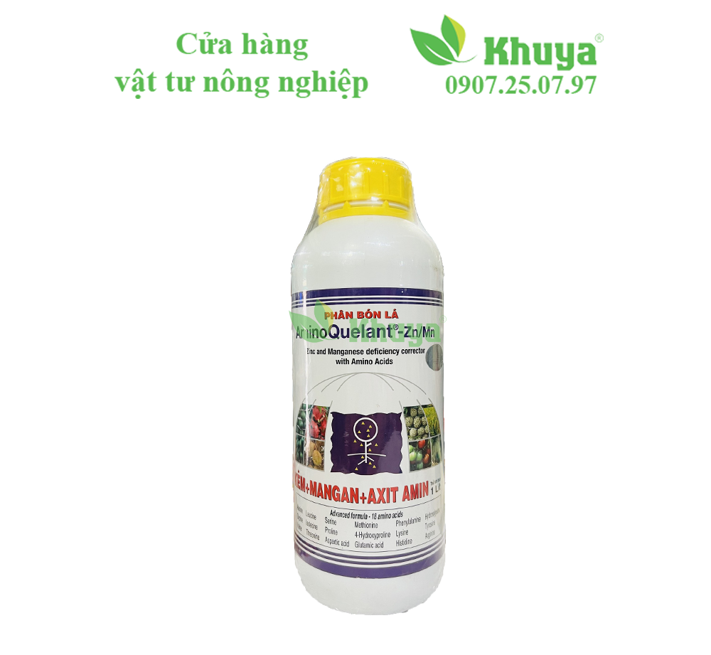 Phân bón lá Growmore AminoQuelant Zn Mn chai 1 lít Cung cấp Kẽm và Mangan