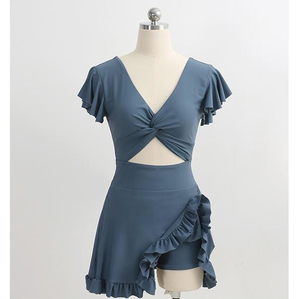 Đồ Bơi Nữ Kín Đáo (Tím than) - Bikini Áo Tắm 1 Mảnh Dạng Váy (Hàng Quảng Châu)
