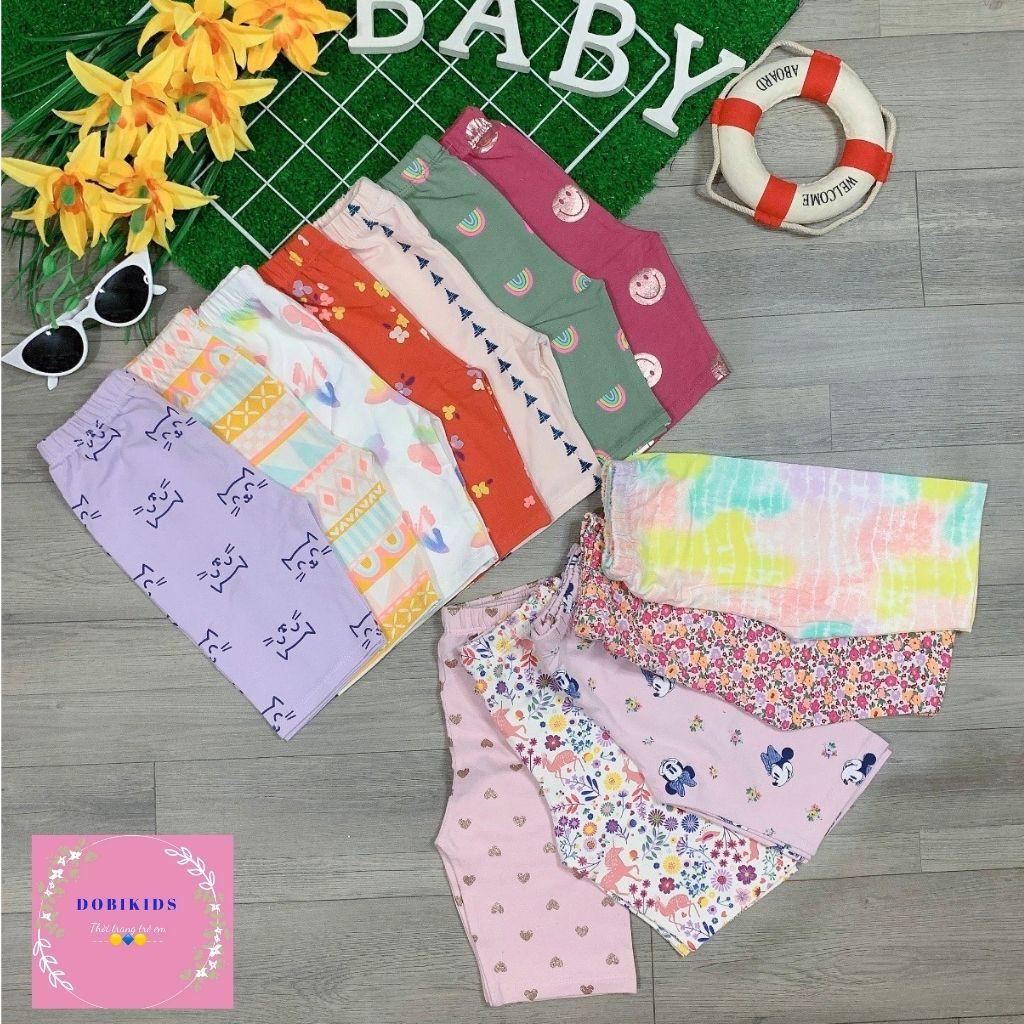 Quần legging lửng bé gái mùa hè combo 5c cotton co giãn chuẩn đẹp