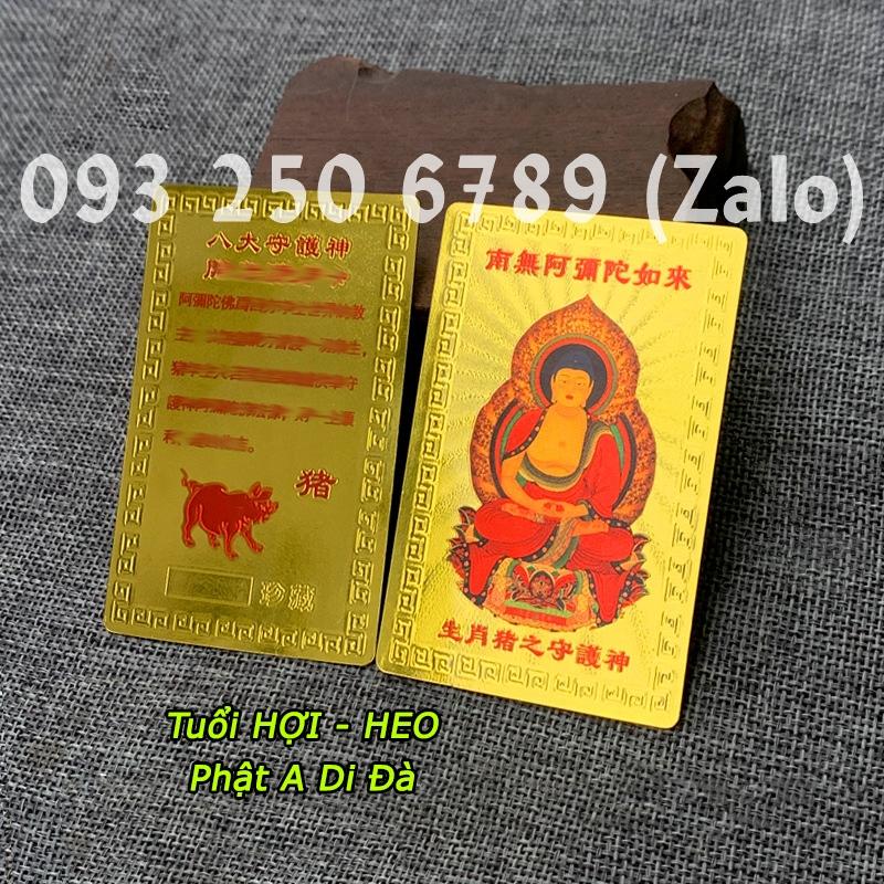 Kim Bài Phật Bản Mệnh - TUỔI HỢI - PHẬT A DI ĐÀ bỏ túi ví, ốp đt, Bình An May Mắn