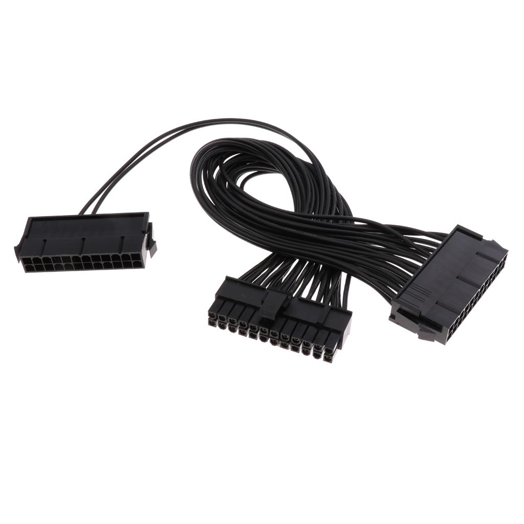 2X 30cm 24 Pin ATX Dual PSU Mainboard Motherboard Power Supply Extension Cable