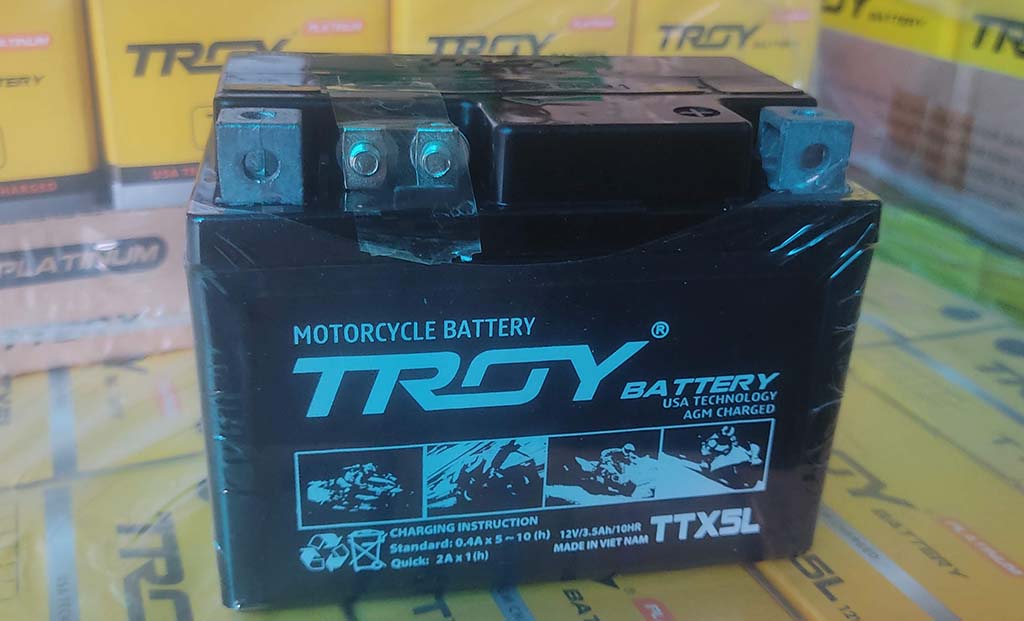 Ắc quy xe máy TROY, TTX5L, 12V, 3.5Ah