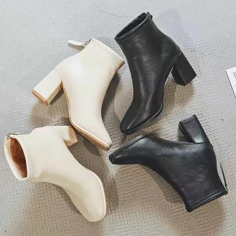 Giày boots thời trang cao gót 7cm FAROSA -C30 khóa kéo sau chất da mềm cực xinh