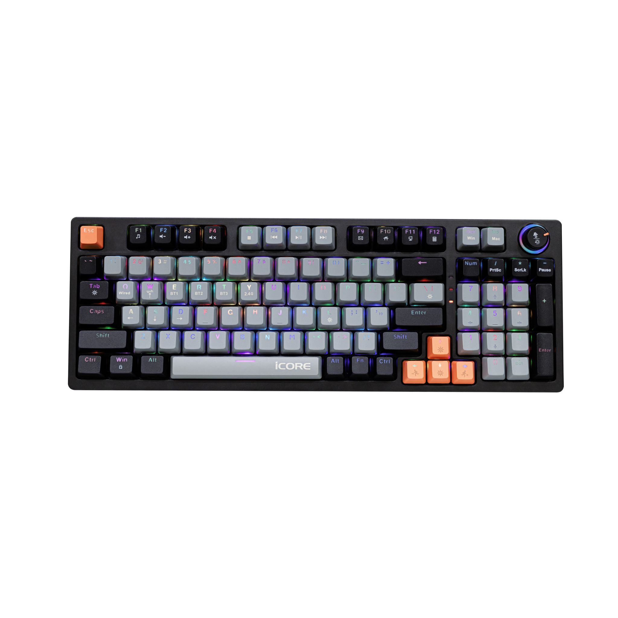 Bàn Phím Cơ Không Dây iCore G981 - 3 Trong 1 - Kết Nối 5 Thiết Bị, Đèn RGB, Giá Rẻ - Hàng chính hãng