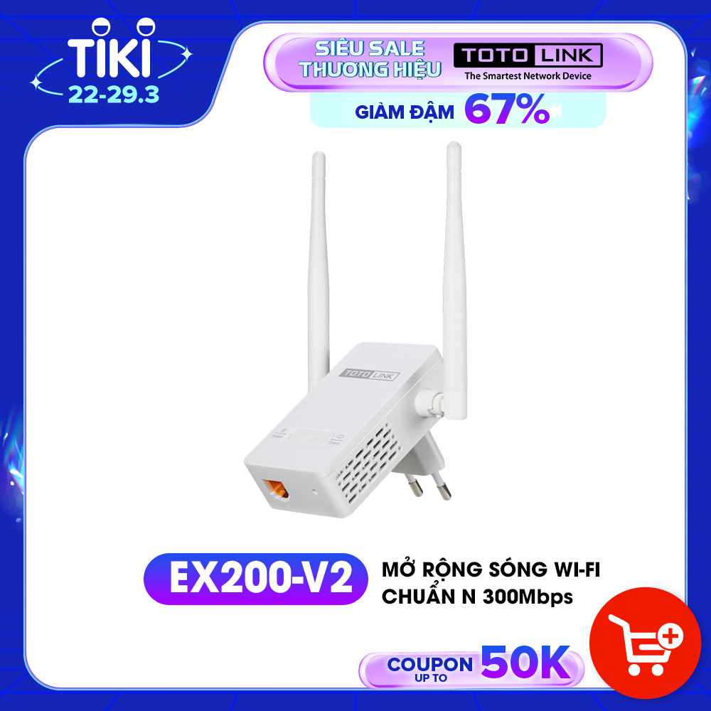 TOTOLINK EX200_V2 - Mở rộng sóng Wi-Fi chuẩn N 300Mbps Hàng chính hãng