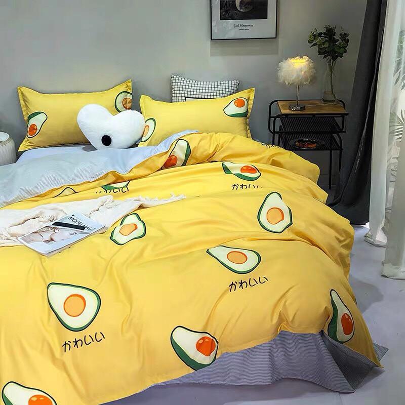 Bộ chăn ga Cotton Poly - bơ vàng mẫu mới phong các Hàn Quốc