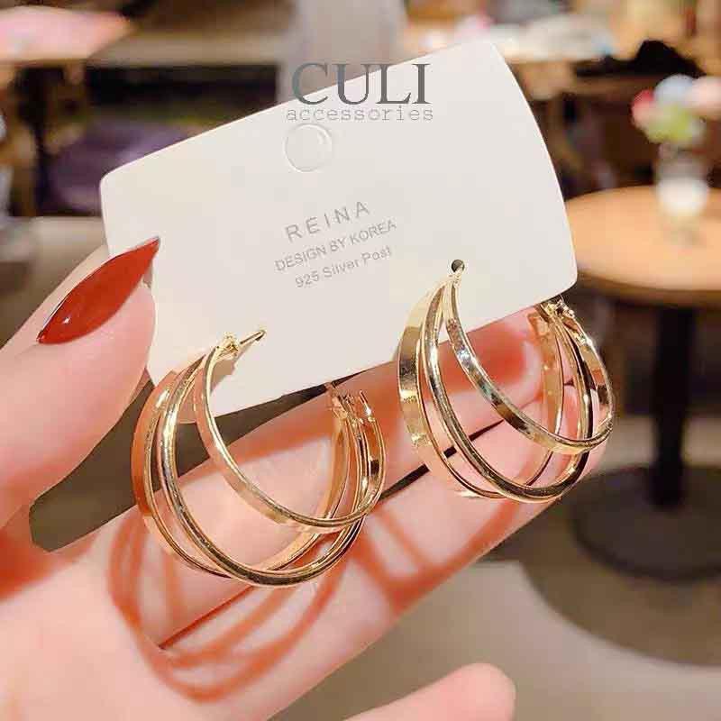 Khuyên tai bạc 925 Basic triple hoops HT651 - Culi accessories