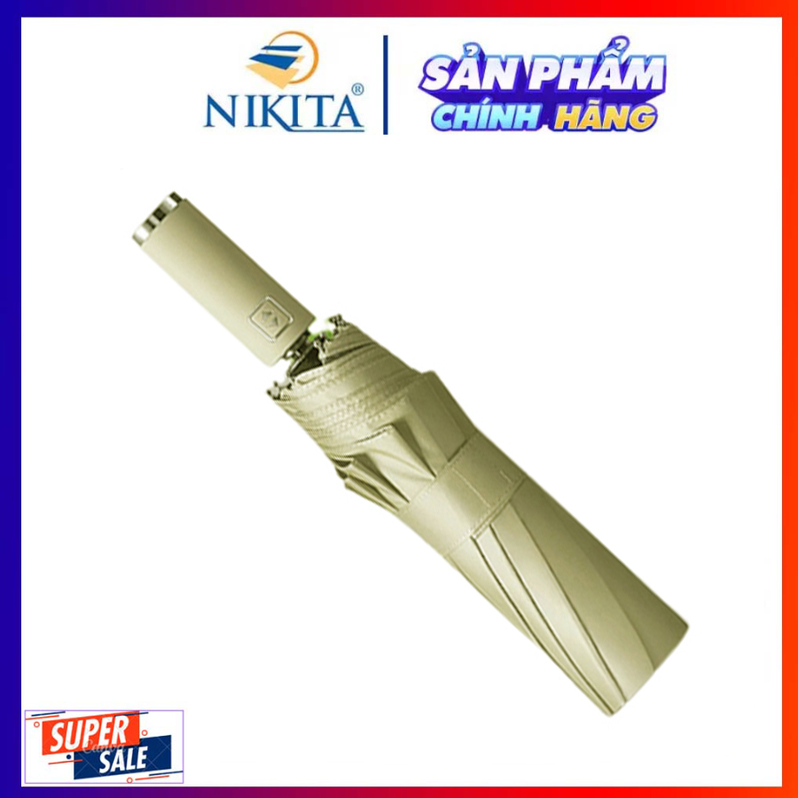 Dù che mưa, che nắng - Vải hai lớp chống thấm nước, chống tia UV - Nút bấm mở/gập tự động tiện lợi - Hàng chính hãng NIKITA