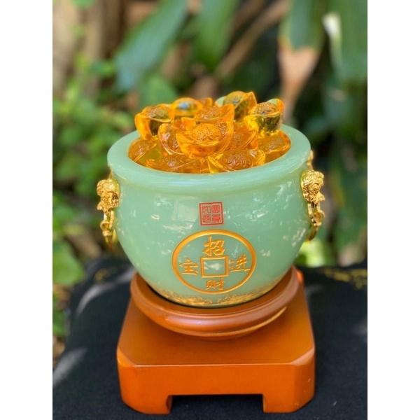 Bát Tụ Tài, Bát Tụ Bảo Đá Ngọc Xanh - cao 18cm
