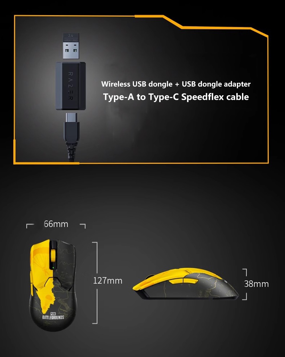Chuột không dây Razer Viper V2 Pro-Wireless Gaming Mouse-PUBG: Battlegrounds Edition_Mới, hàng chính hãng
