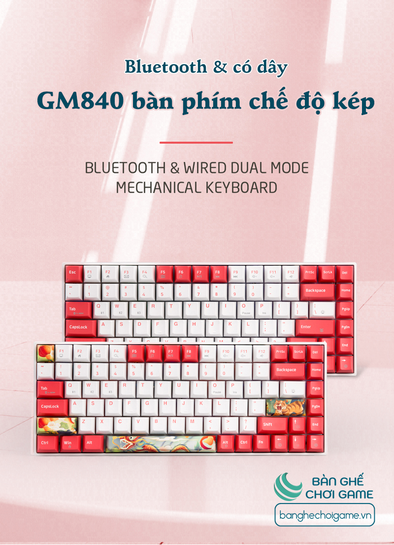 Bàn phím cơ không dây Newmen GM840 Hot Swap Outemu Switch (Blue/ Brown/ Red/ Purple) - Hàng chính hãng