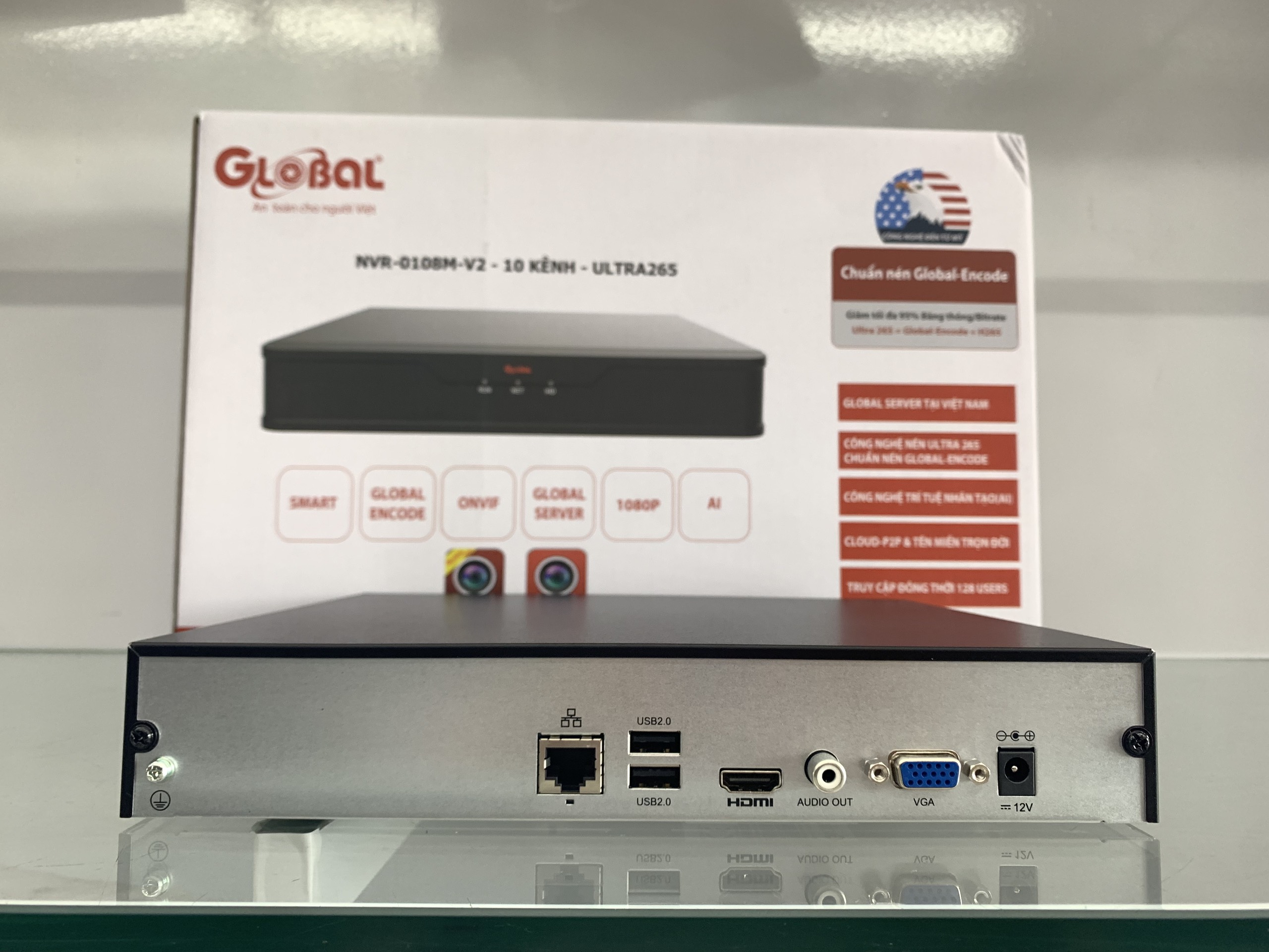 Đầu ghi hình Global  IP NVR - 0108M - V2 - 10 kênh - ultra 265