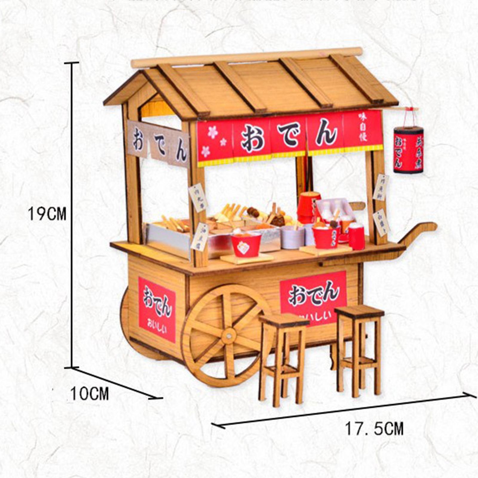 DIY Miniature DollHouse Kit with LED Oden Stall Stand Wooden Doll House Model Kits Present