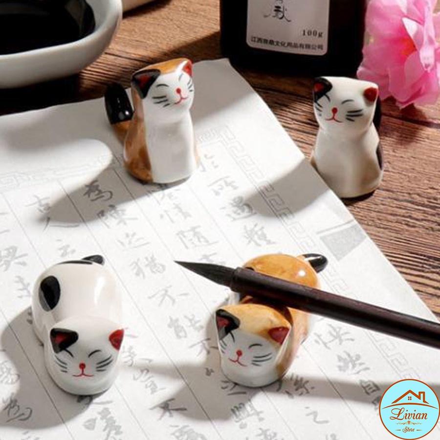 Gác đũa bàn ăn bằng sứ hình mèo Nhật may mắn 6 mẫu trang trí bàn ăn cực xinh