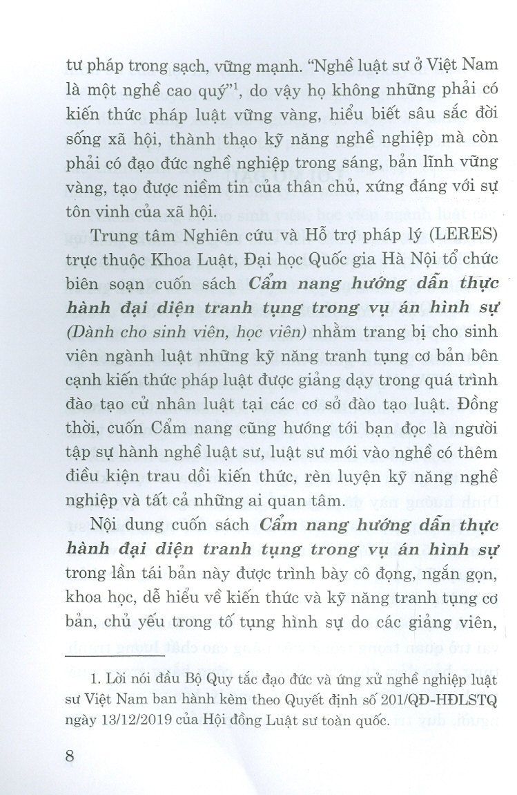 Cẩm Nang Hướng Dẫn Thực Hành Đại Diện Tranh Tụng Trong Vụ Án Hình Sự (Dành cho sinh viên, học viên) (Tái bản lần thứ hai có sửa chữa, bổ sung)