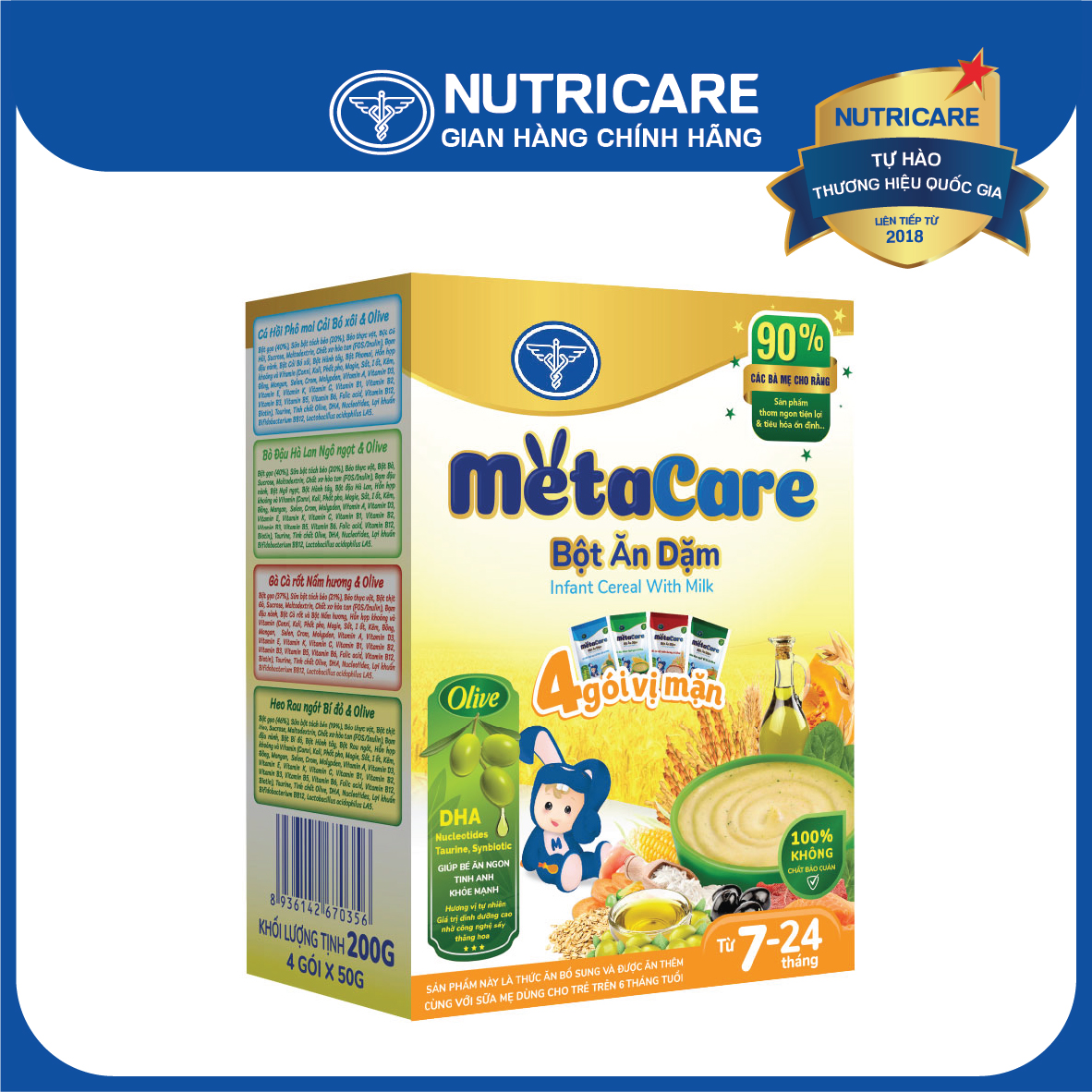 Bột ăn dặm Nutricare Metacare 4 gói vị mặn 200g