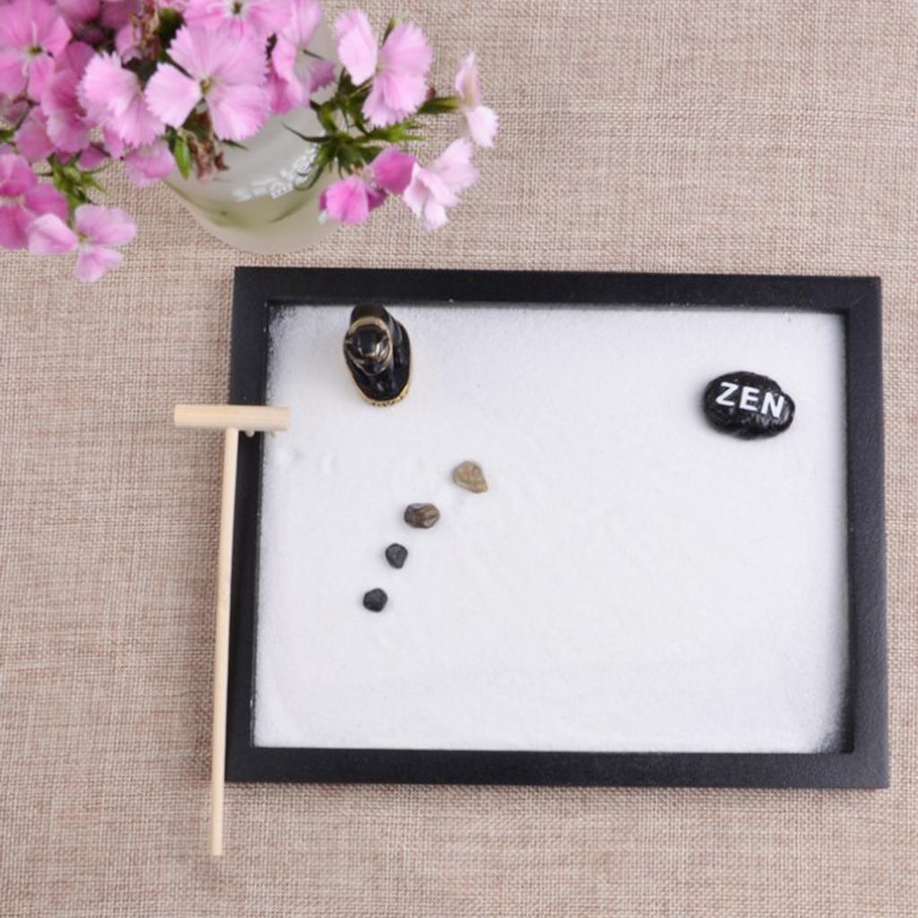 Egyp Cat Zen Garden Buddha Sand Rocks Rake Landscape Ornament - Feng Shui #2