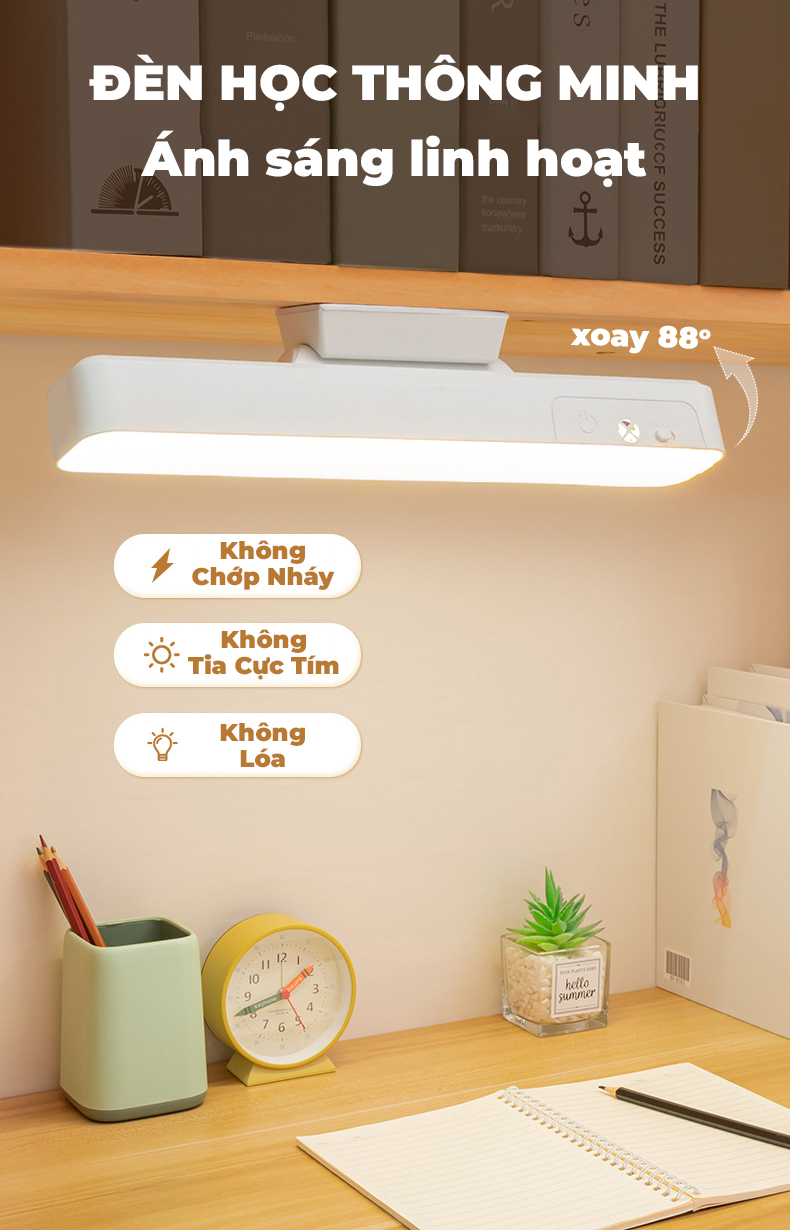 Đèn Đọc Sách Đèn Học Chống Cận Điều Chỉnh Linh Hoạt 32cm Gắn Tường Để Bàn Đèn Led Gắn Bàn Học Tích Điện Đa Năng Điều Chỉnh Xoay 80 Độ 3 Chế Độ Sáng