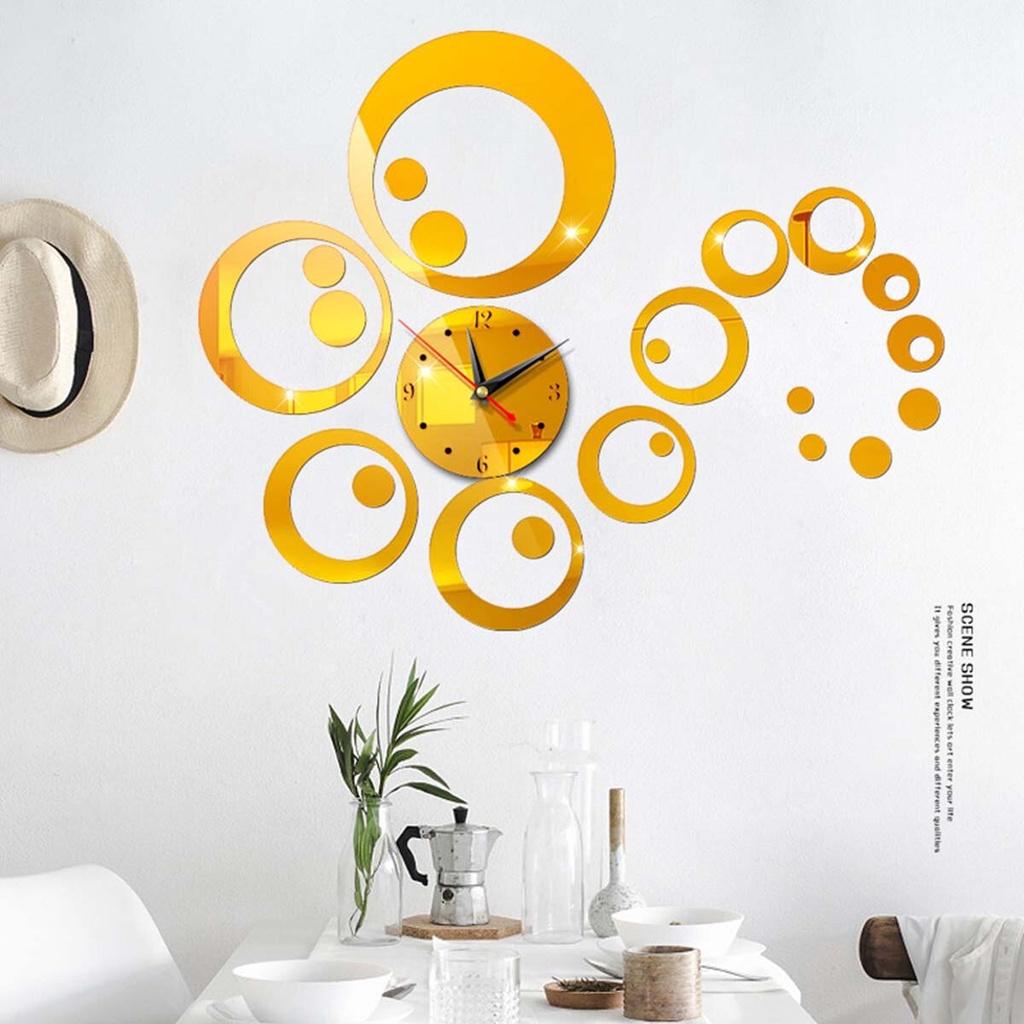 AA Creative 3D Acrylic Wall Sticker Household Living Room Office Mirror Mute Decorative Wall Sticker Clock