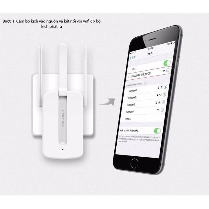 Bộ thiết bị kích sóng wifi 3 râu MERCURY - Hàng Chính Hãng (tặng kèm đầu đọc thẻ nhớ cao cấp)