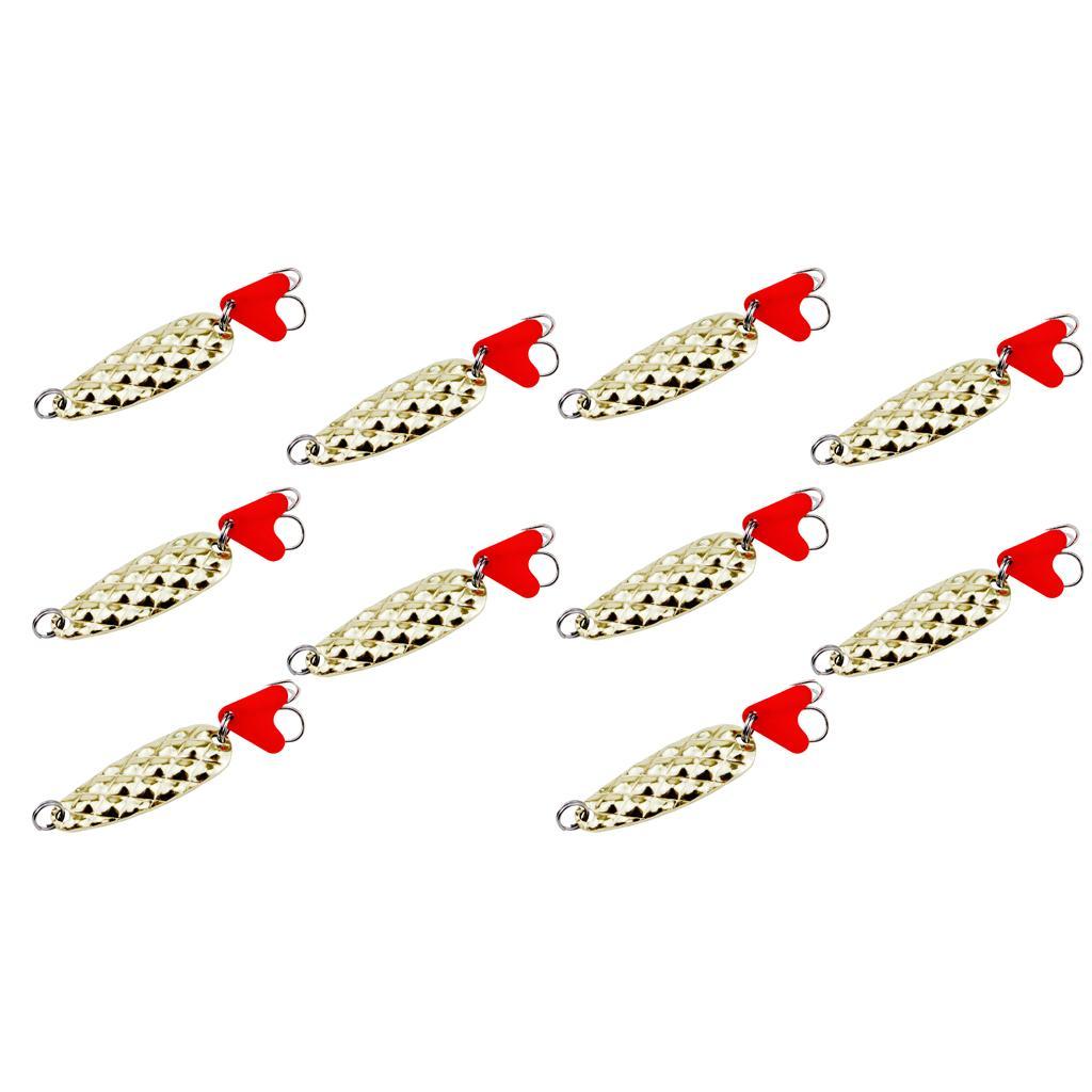 10pcs Spoons Hard Fishing Lures Treble Hooks Salmon Bass Metal Fishing Lure Baits