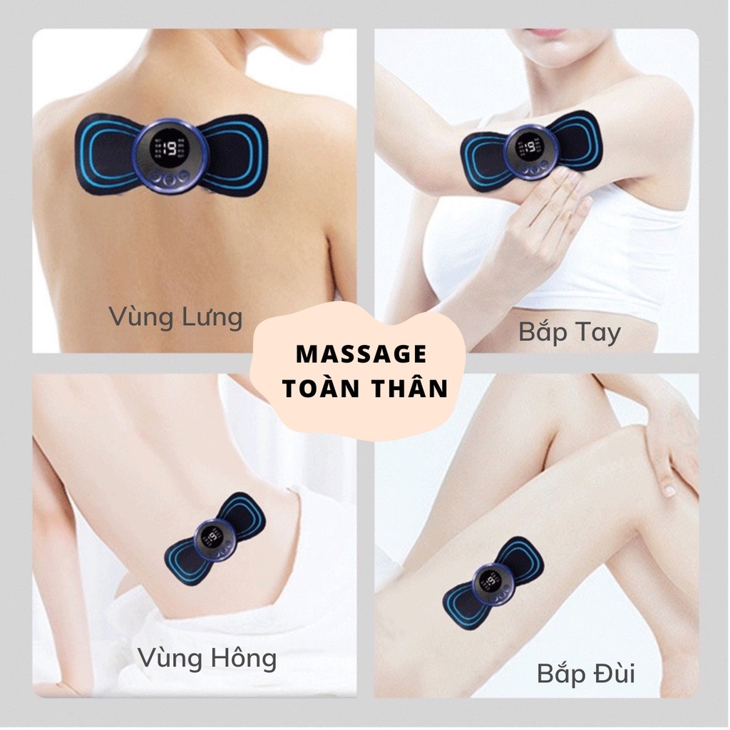 Miếng dán massage xoa bóp cổ vai gáy mini 6 chế độ tiện lợi, Máy mát xa châm cứu đấm bóp massage xung điện