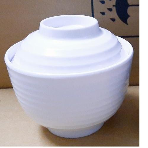 Bộ chén nhựa melamine làm bát súp miso có nắp trắng / đen