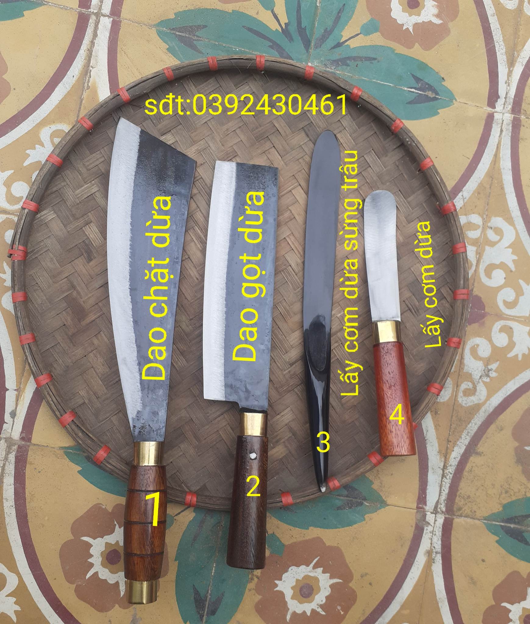 Bộ 4 dao làm dừa chuẩn 100% ô tô bao sắc bén