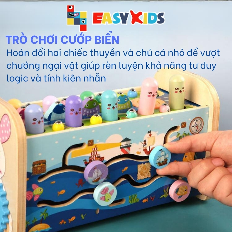 Đồ Chơi Đập Chuột Cho Bé Có Nhạc 7in1 Hình Thỏ, Đồ Chơi Giáo Dục Đa Năng Montessori