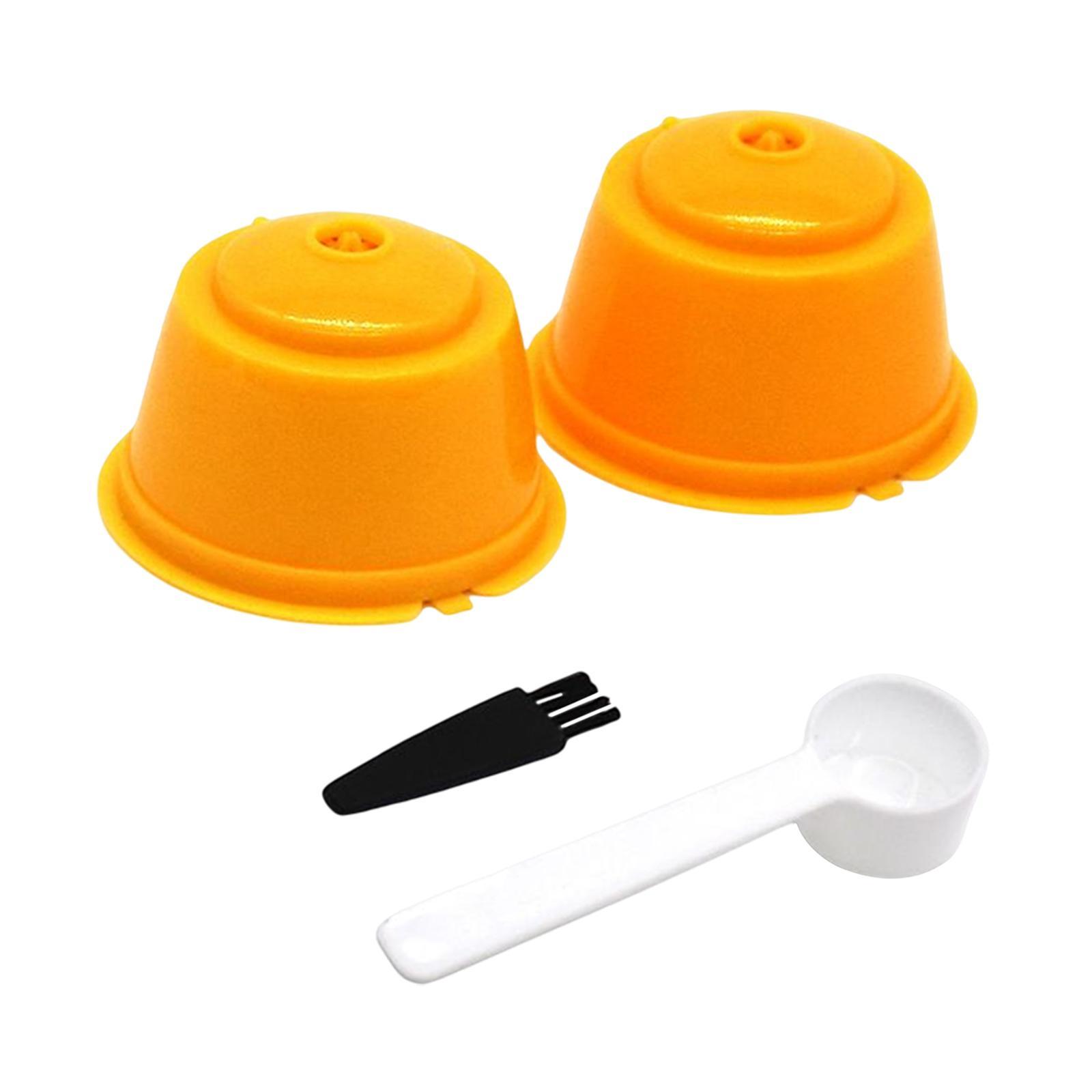 2 Pieces Coffee Filters Spoon Brush Filter Baskets Pod Portable Replacement for Cafe