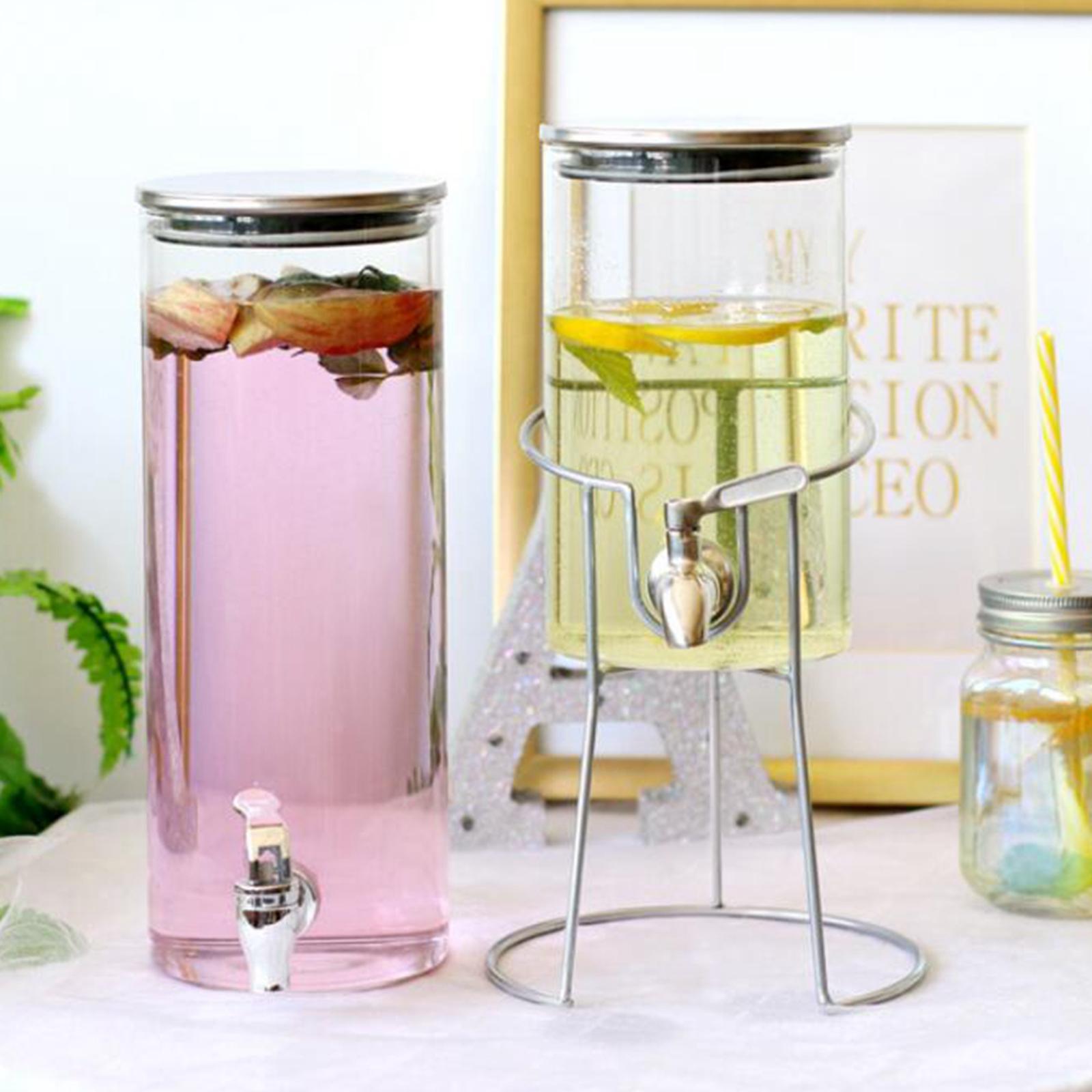 Glass Jar Drink Dispenser Metal Stand Basket Party Tea Holder M