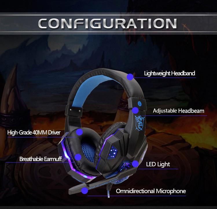 Tai Nghe Có Dây Với Microphon Trên Tai Tai Nghe Bass Âm Thanh HiFi Âm Nhạc Stereo Tai Nghe Cho Máy Tính PS4 Chơi Game AUX 3.5Mm