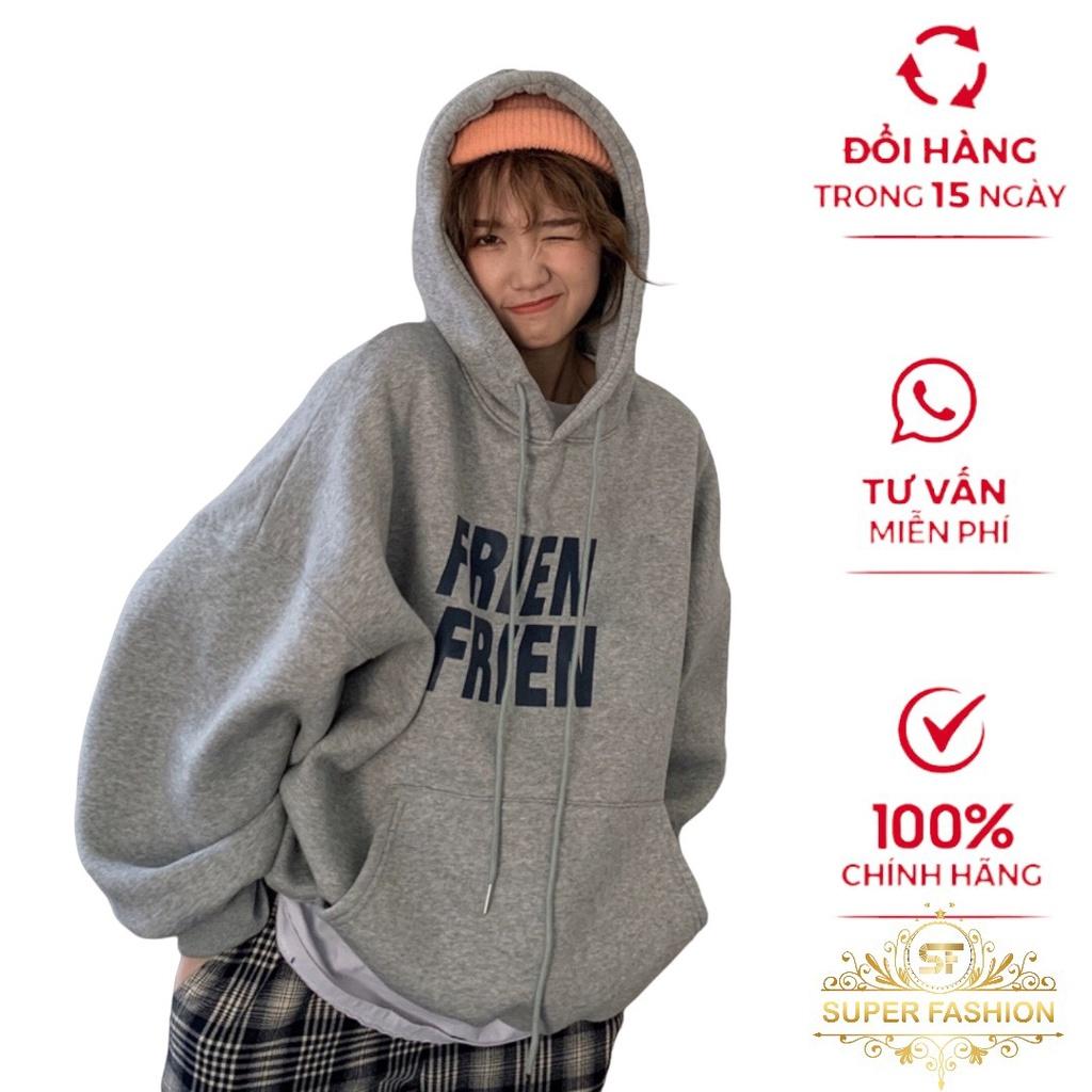 Hình ảnh Áo Hoodies Nữ Frien Chui Đầu Nón Lớn 2 Lớp Chất Nỉ Dày Mịn Form Rộng Mặc Đẹp Thời Trang FSHION