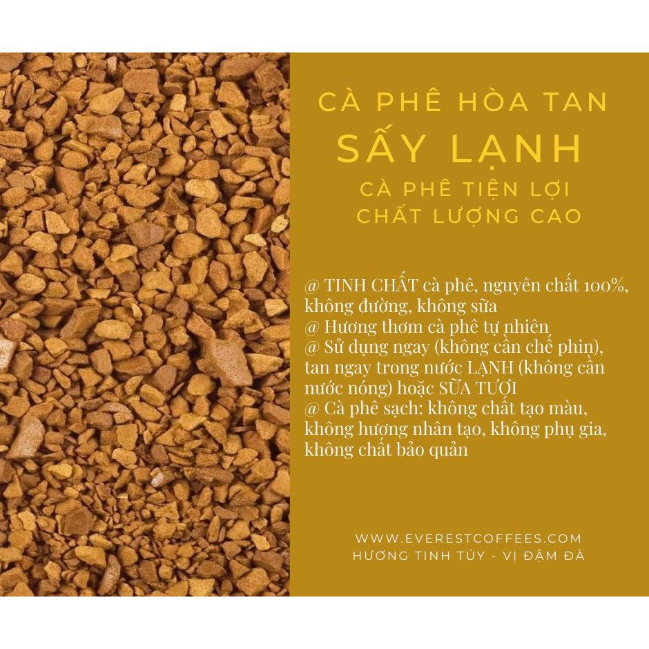 Cà Phê Đen Sấy Lạnh 100% Nguyên Chất Blend EVEREST COFFEES. Hàng Xuất Khẩu Chất Lượng Quốc Tế. Tiêu Chuẩn FDA Hoa Kỳ