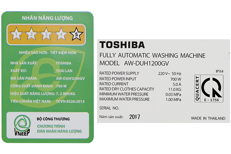 Máy giặt Toshiba Inverter 11 kg AW-DUH1200GV