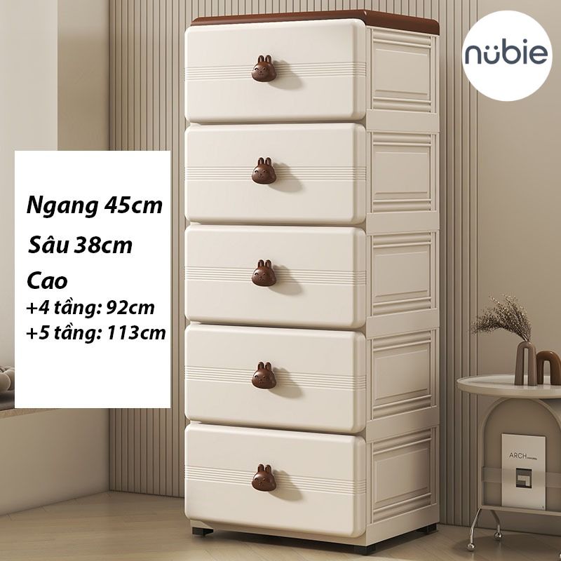 (Ngang 45cm) Tủ Đựng Đồ Đa Năng Hình Gấu Nâu 4/5 Tầng Cho Bé Bằng Nhựa Cao Cấp, Có Bánh Xe Tiện Dụng-Tủ Quần Áo