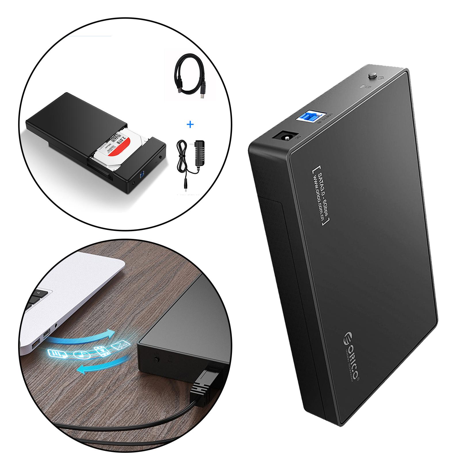Durable USB 3.0 External Hard Drive Enclosure Disk Case 12V Adapter Support UASP for SATA III HDD SSD 3.5 2.5 Inch