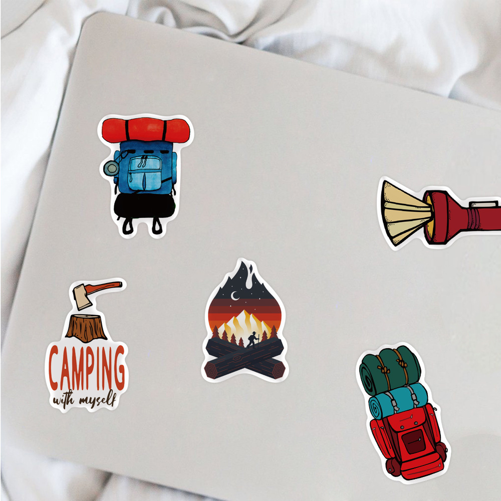 Set 50 Stiker dán trang trí chủ đề camping