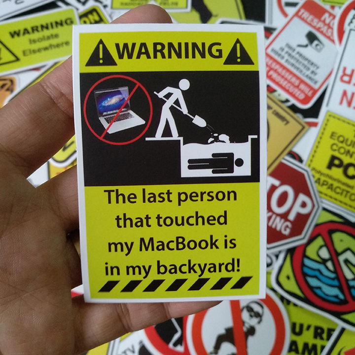 Bộ Sticker dán cao cấp chủ đề WARNING - Dùng dán Xe, dán mũ bảo hiểm, dán Laptop