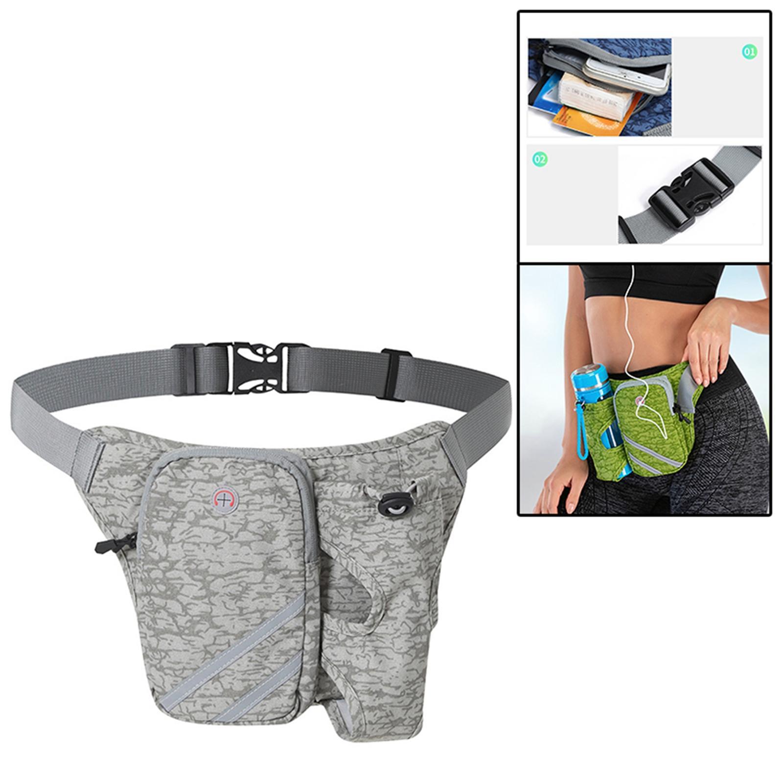 Running Belt Fanny Pack, Adjustable Running Waist Pack Bag with Water Bottle Holder, Unisex Sport Pouch Belt for Fitness Jogging Hiking Travel