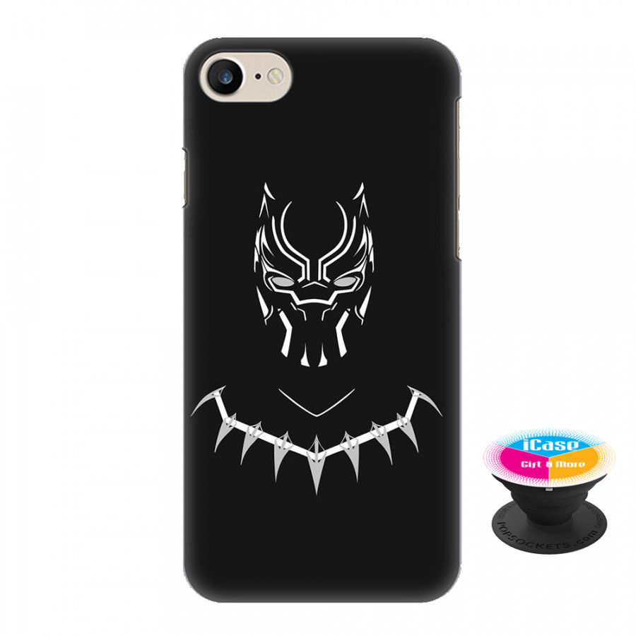 Ốp lưng nhựa dẻo dành cho iPhone 7 in hình Báo Đen - Tặng Popsocket in logo iCase - Hàng Chính Hãng