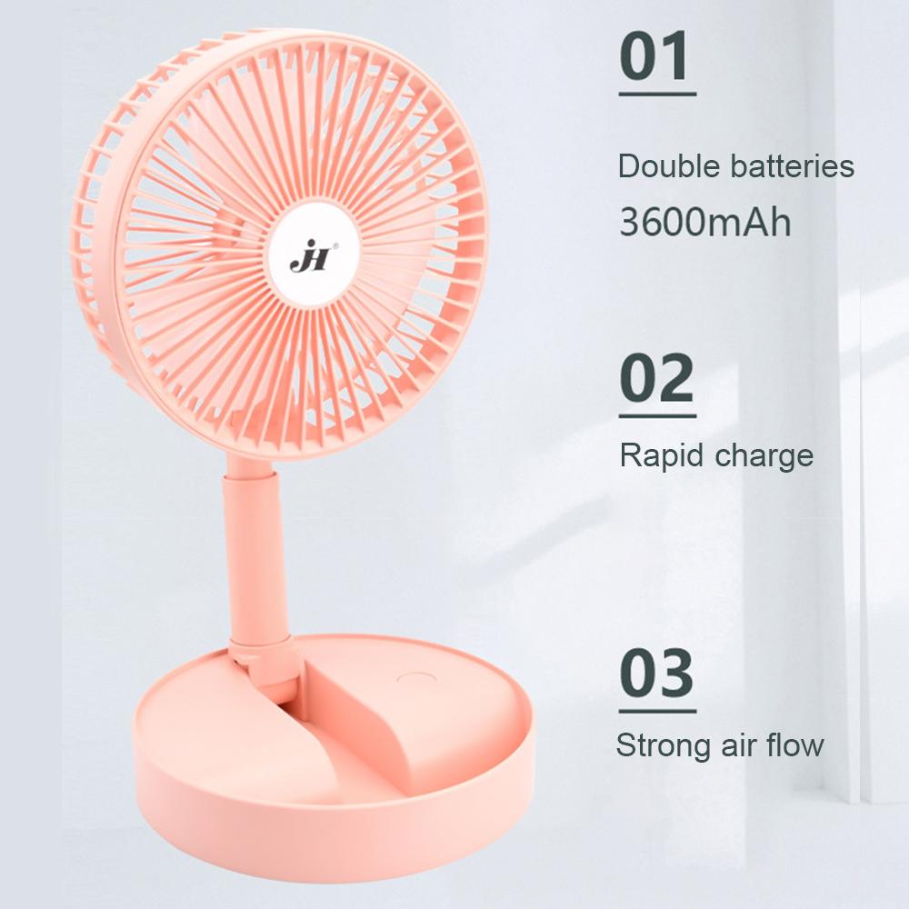 Quạt cắm trại cá nhân di động có đèn LED, gấp lại được, êm ái, tiện lợi