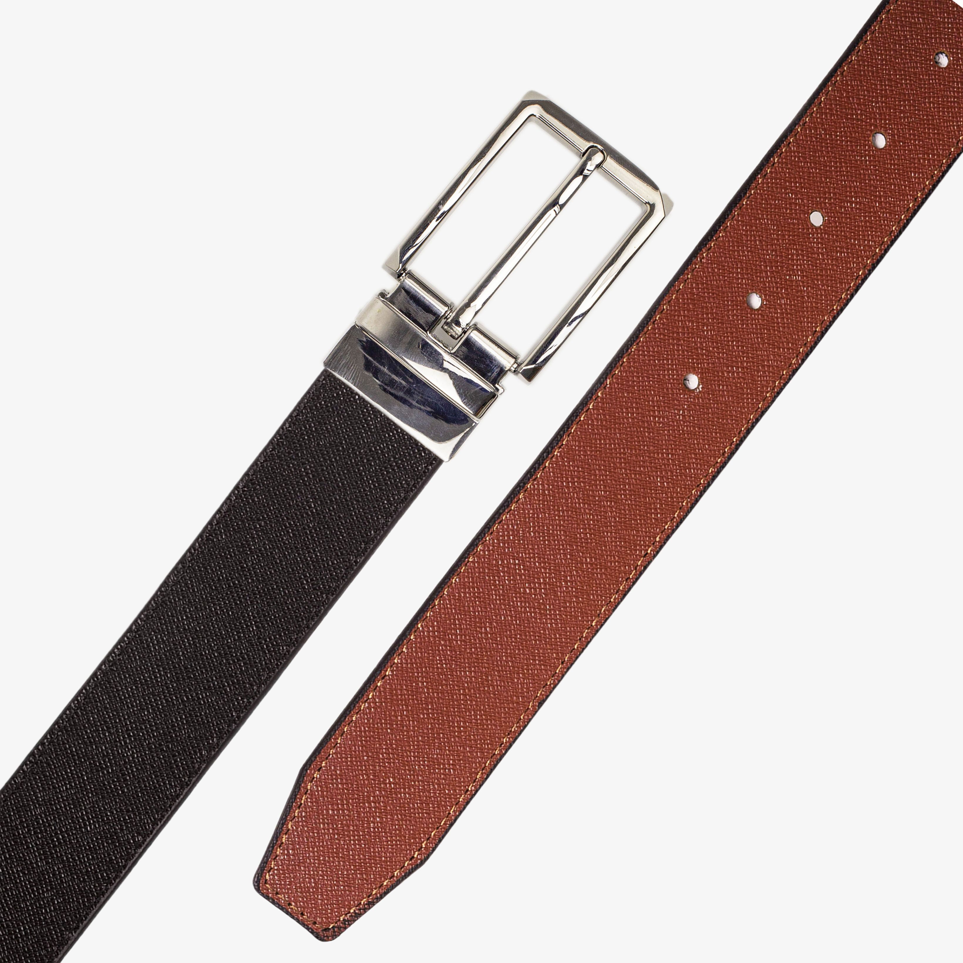 Thắt lưng nam, dây nịt nam da bò Saffiano 2 lớp Bụi Leather L109 - Khóa cài xoay 360 độ, dùng được cả 2 mặt - Bảo hành 12 tháng